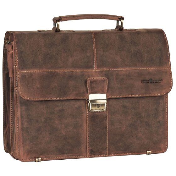 Greenburry Vintage Aktentasche Leder 38 cm mit 2 Hauptfächern