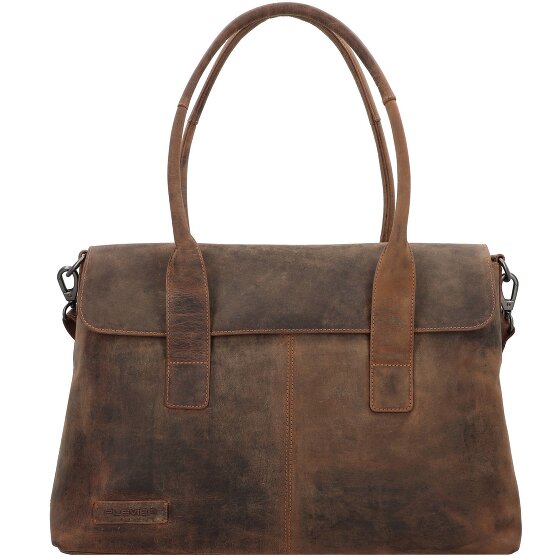 Plevier Retro Lamarr Schultertasche Leder 45 cm Laptopfach
