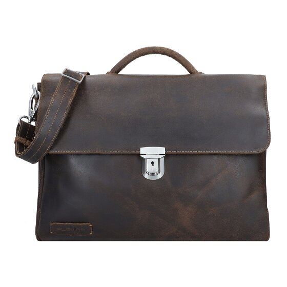 Plevier Vintage Oxford Aktentasche RFID Schutz Leder 40 cm Laptopfach