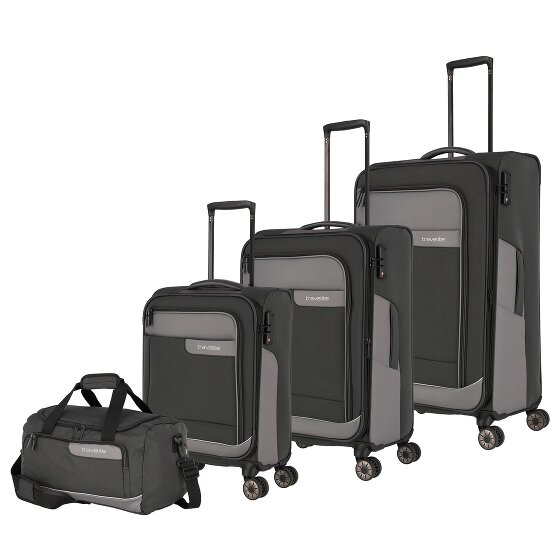 Travelite Viia 4 Rollen Kofferset 4-teilig mit Dehnfalte