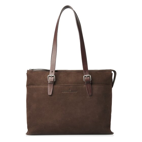 Castelijn & Beerens Nubuck Schultertasche Leder 40 cm Laptopfach