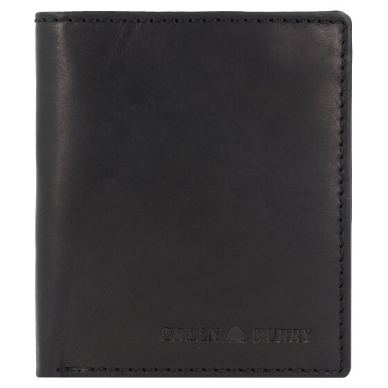 Greenburry Pure Black Geldbörse RFID Schutz Leder 11 cm