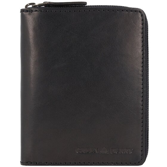 Greenburry Pure Black Geldbörse RFID Schutz Leder 10.5 cm