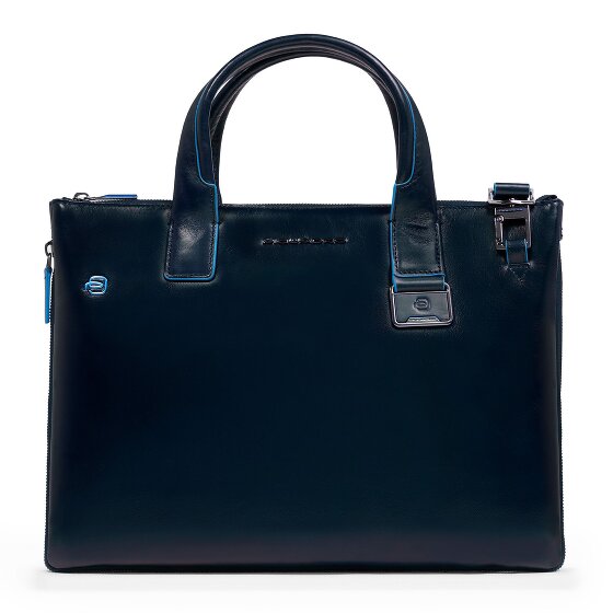 Piquadro Blue Square Shopper Tasche Leder 38 cm Laptopfach mit Dehnfalte