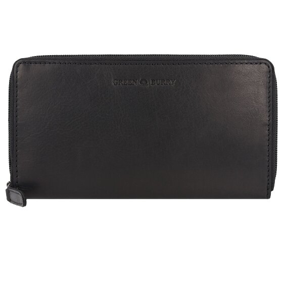 Greenburry Pure Black Geldbörse RFID Schutz Leder 19.5 cm