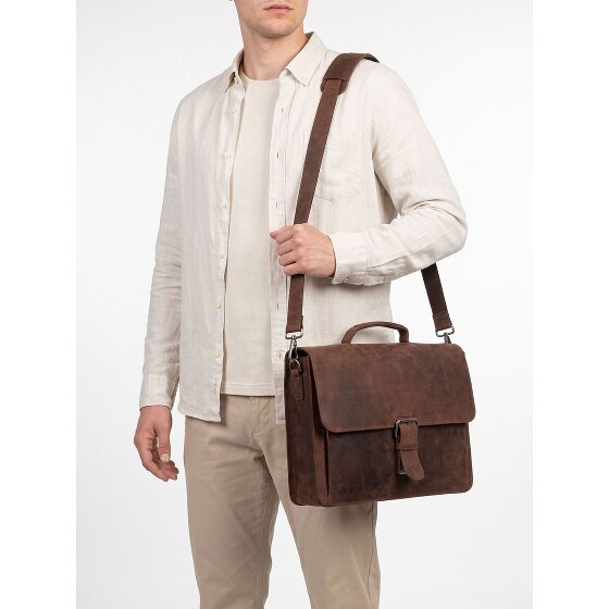 Plevier Retro Newton Aktentasche Leder 41 cm Laptopfach