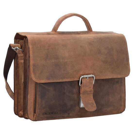 Plevier Retro Newton Aktentasche Leder 41 cm Laptopfach