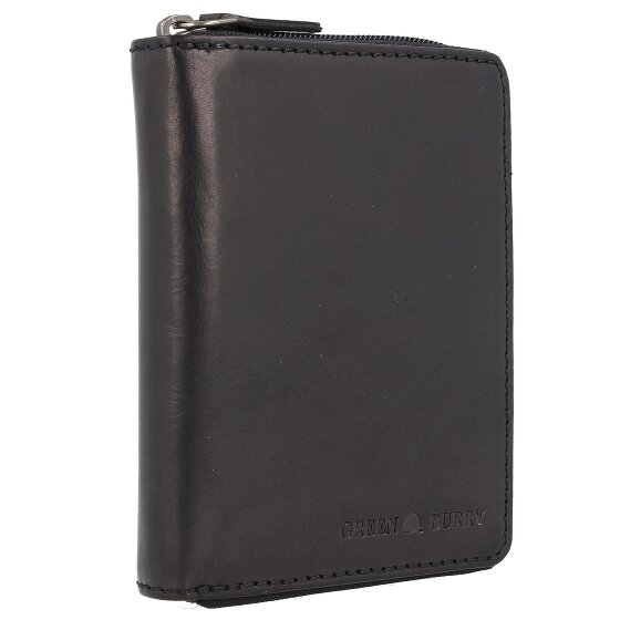 Greenburry Pure Black Geldbörse RFID Schutz Leder 10.5 cm