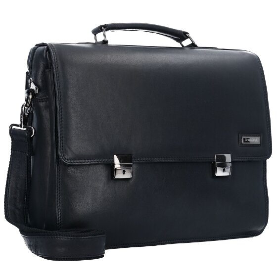 Greenland Nature Black Nappa Aktentasche Leder 40 cm Laptopfach