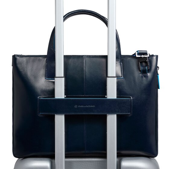 Piquadro Blue Square Shopper Tasche Leder 38 cm Laptopfach mit Dehnfalte