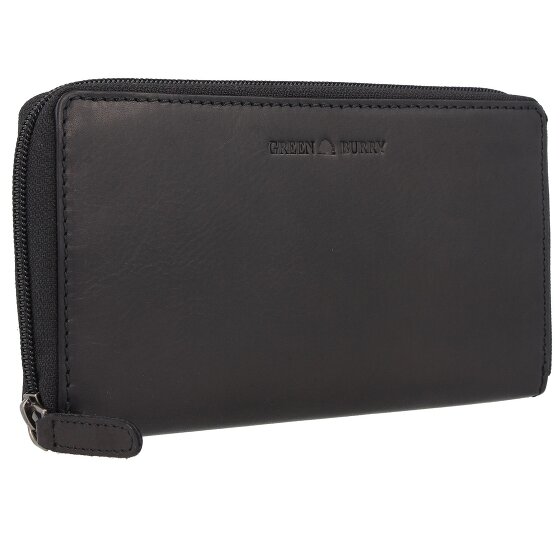 Greenburry Pure Black Geldbörse RFID Schutz Leder 19.5 cm