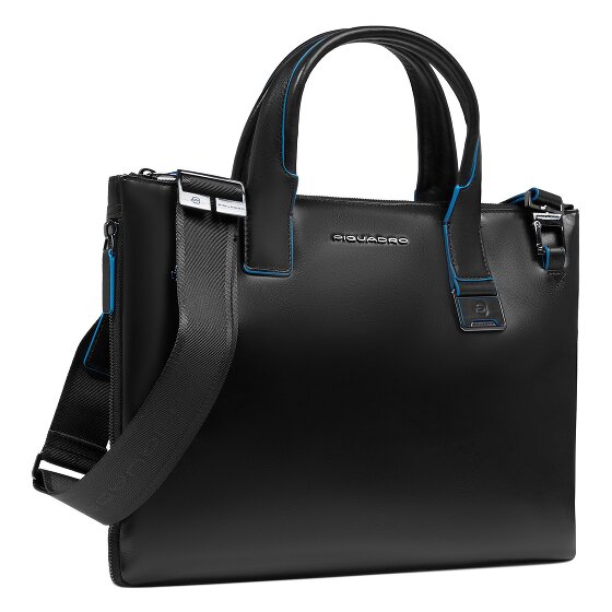 Piquadro Blue Square Shopper Tasche Leder 38 cm Laptopfach mit Dehnfalte