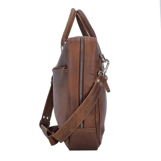 Plevier Vintage London Aktentasche RFID Schutz Leder 41 cm Laptopfach