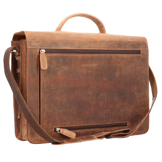 Plevier Retro Darwin Aktentasche Leder 41 cm Laptopfach