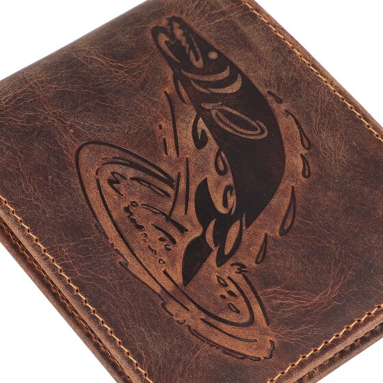 Greenburry Vintage Geldbörse mit Fisch-Prägung Leder 12 cm