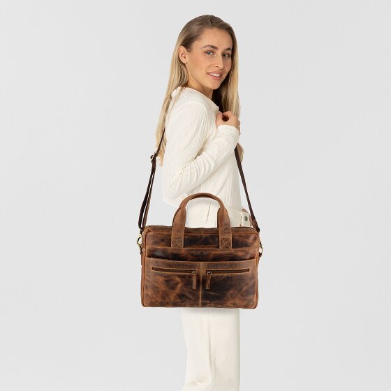 Greenburry Vintage Aktentasche Leder 38 cm Laptopfach