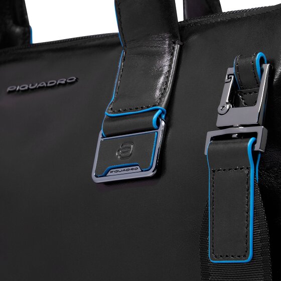 Piquadro Blue Square Shopper Tasche Leder 38 cm Laptopfach mit Dehnfalte