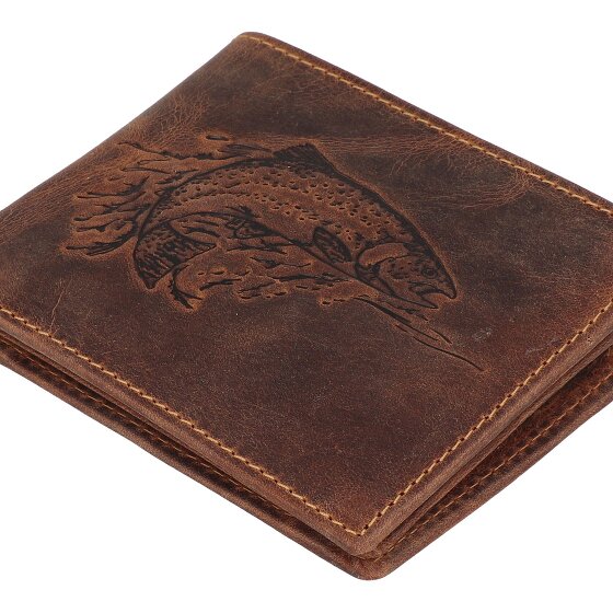 Greenburry Vintage Geldbörse mit Fisch-Prägung Leder 12 cm