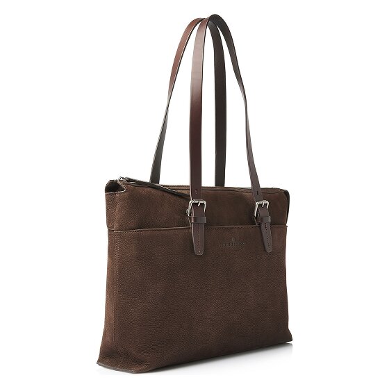 Castelijn & Beerens Nubuck Schultertasche Leder 40 cm Laptopfach