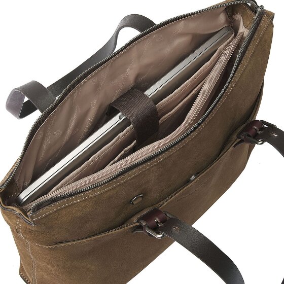 Castelijn & Beerens Nubuck Schultertasche Leder 40 cm Laptopfach