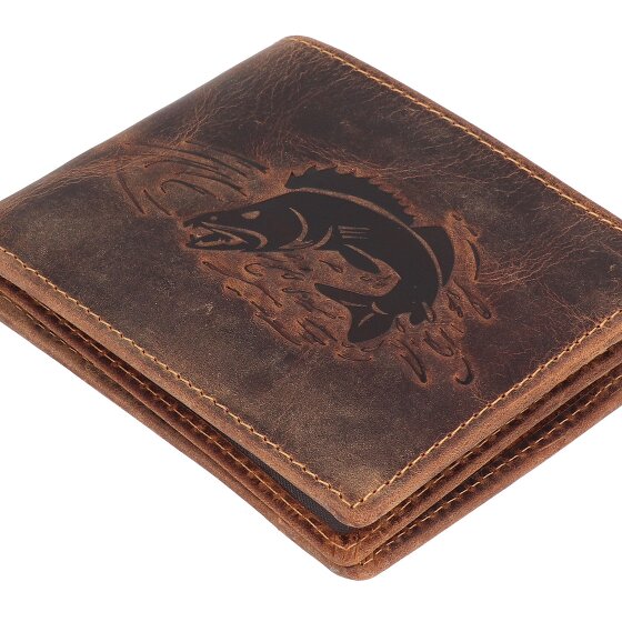 Greenburry Vintage Geldbörse mit Fisch-Prägung Leder 12 cm