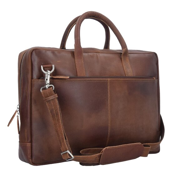 Plevier Vintage London Aktentasche RFID Schutz Leder 41 cm Laptopfach