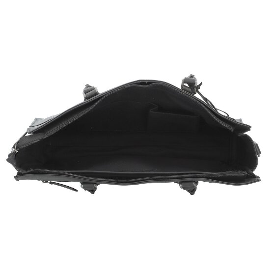 Greenburry Pure Black Schultertasche Leder 40 cm Laptopfach