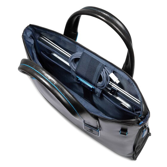 Piquadro Blue Square Shopper Tasche Leder 38 cm Laptopfach mit Dehnfalte