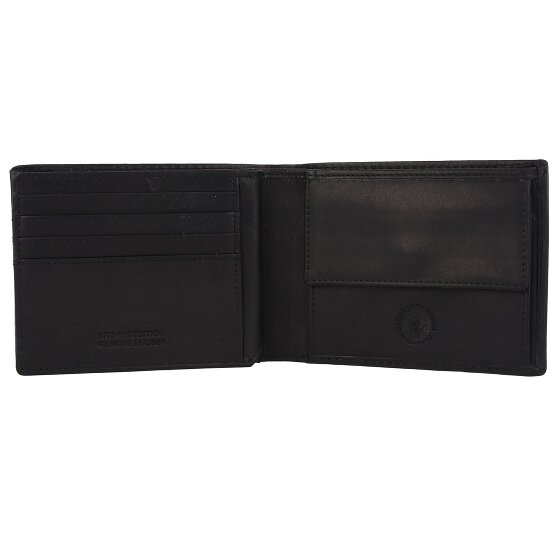 Greenburry Pure Black Geldbörse RFID Schutz Leder 13 cm