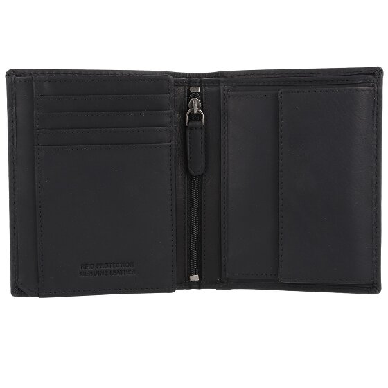 Greenburry Pure Black Geldbörse RFID Schutz Leder 10.5 cm