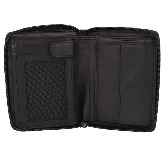 Greenburry Pure Black Geldbörse RFID Schutz Leder 10.5 cm