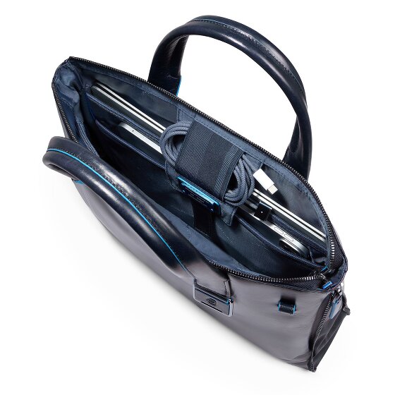Piquadro Blue Square Shopper Tasche Leder 38 cm Laptopfach mit Dehnfalte