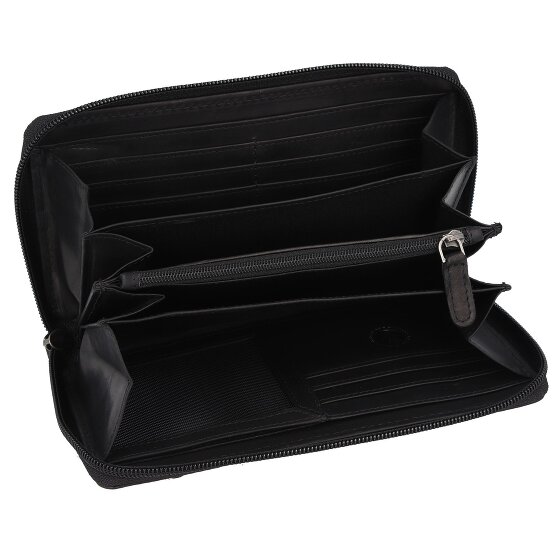 Greenburry Pure Black Geldbörse RFID Schutz Leder 19.5 cm