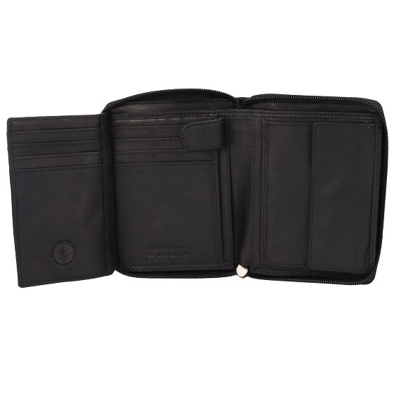 Greenburry Pure Black Geldbörse RFID Schutz Leder 10.5 cm
