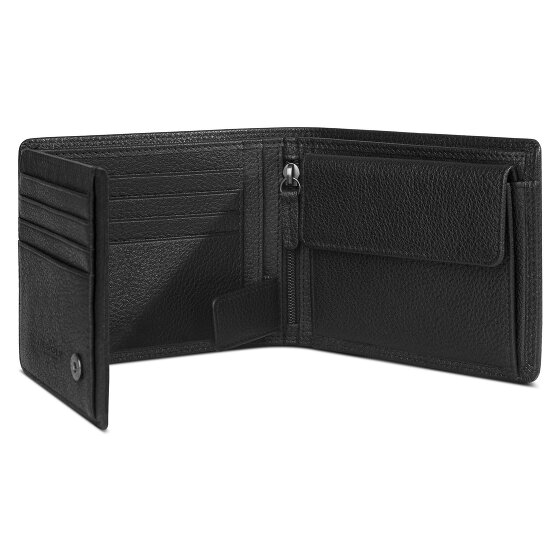 Redolz Leather Essentials QF Geldbörse RFID Leder 12 cm ausklappbar mit Reißverschlussfach
